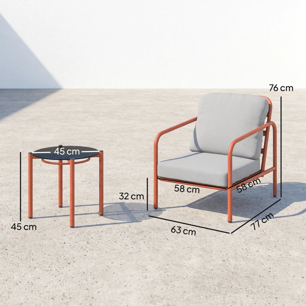 Set Salotto da Giardino 3 Pezzi con 2 Poltrone e Tavolino ¨C zephmum ¨C Grigio Antracite 63x77x76 cm