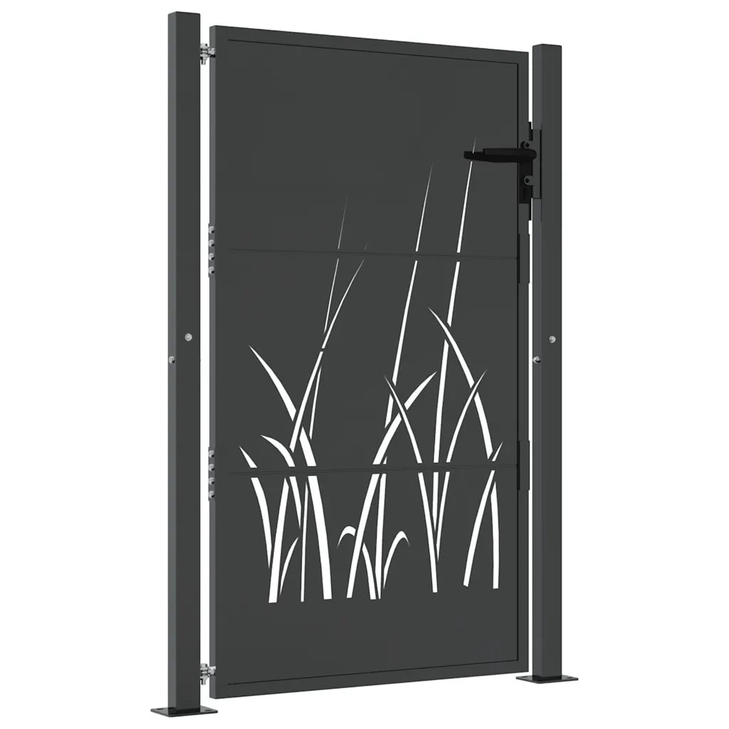 Cancello da giardino antracite 100x125 cm in acciaio design erba 153168