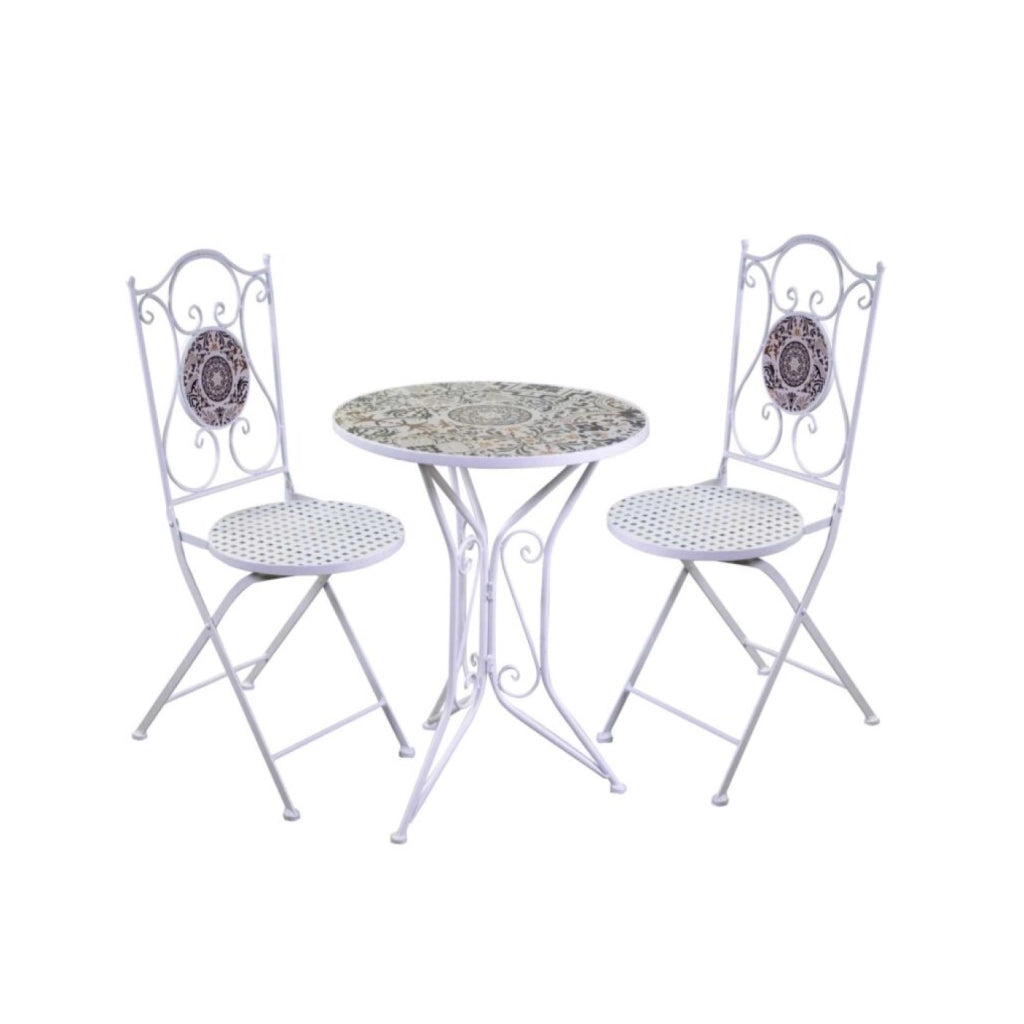 Set tavolo mosaico Frigole tondo Ø60cm e 2 sedie