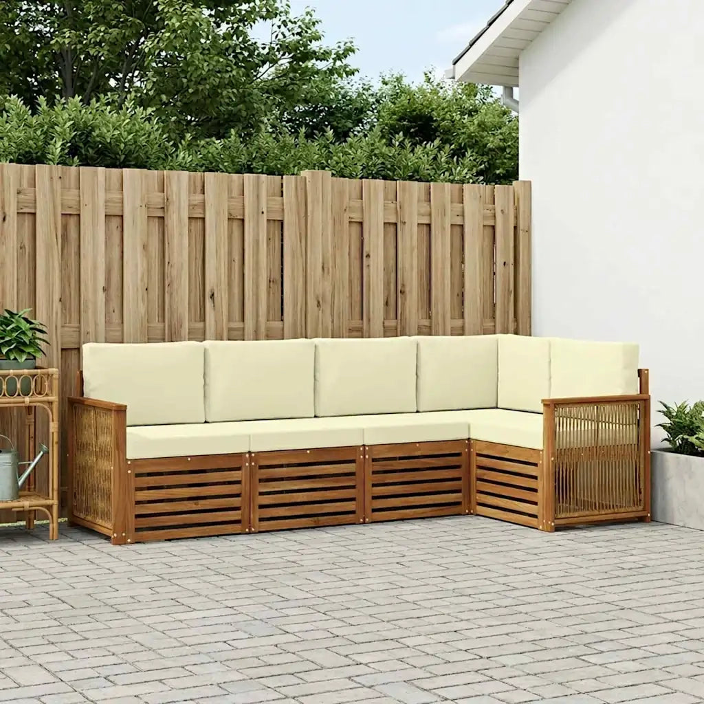 Set divano sezionale con cuscino 4 pcs Naturale e Crema