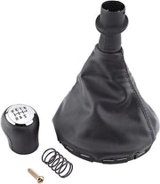 Set di manopola di regolazione del cambio - 6 marce - nero - plastica e pelle sintetica