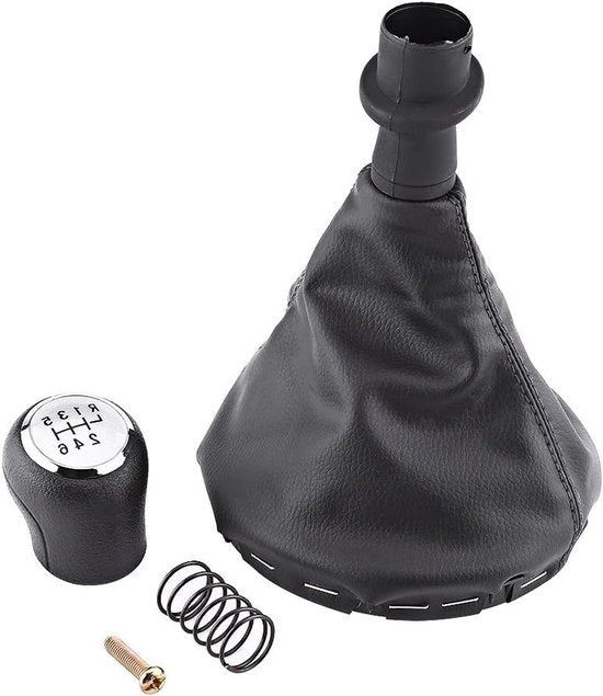 Set di manopola di regolazione del cambio - 6 marce - nero - plastica e pelle sintetica