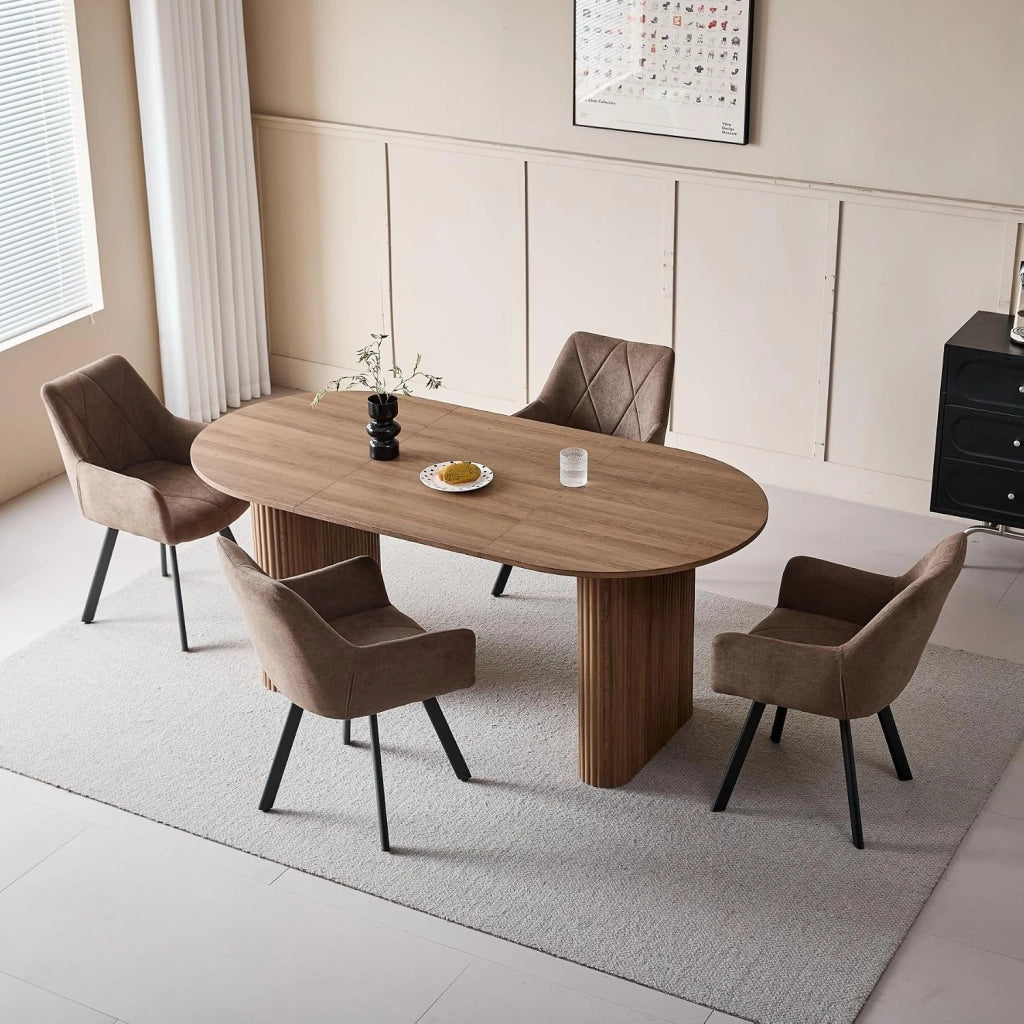 GrandCA HOME Tavolo da Pranzo Ovale in Legno, Tavolo da Cucina Moderno da 180 CM, Ampia Scrivania in MDF per 6-8 Persone (Marrone Scuro)