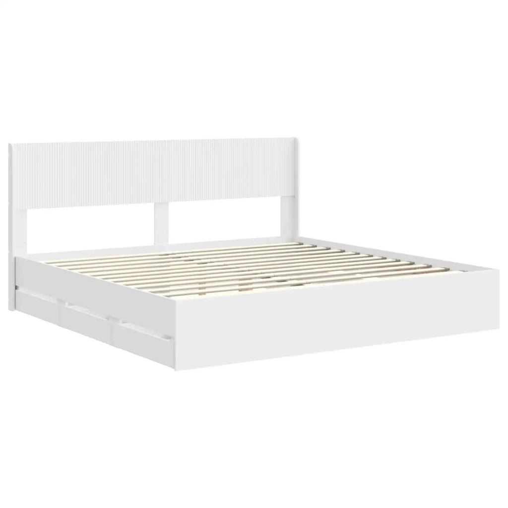 Struttura del letto con stoccaggio e testata Bianco 3414281