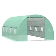 Serra per Piante a Tunnel, Serra per Orto da Esterno con Porta Avvolgibile e 8 Finestre, 6x3x2 m, in Acciaio e PE, Verde