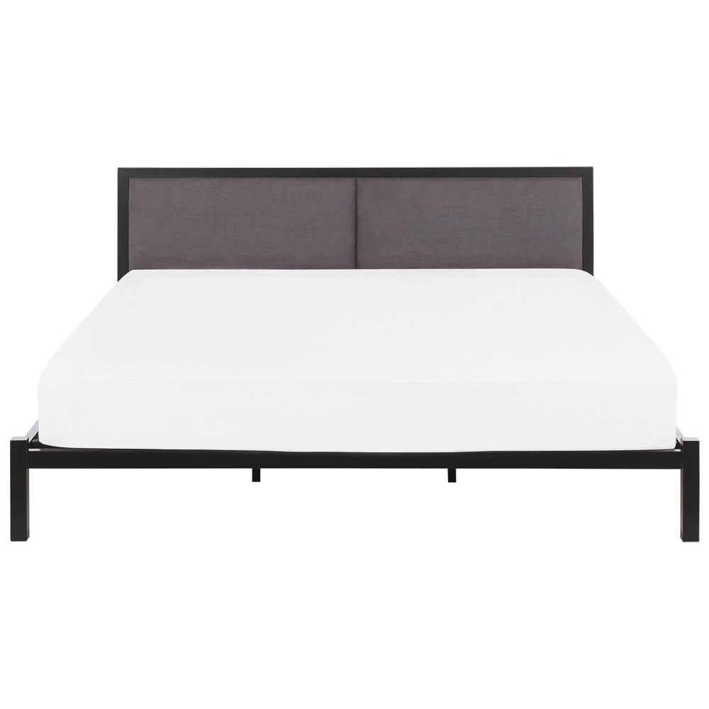 Struttura del letto in metallo Nero e Grigio 180 x 200 cm imbottita a doghe minimalista