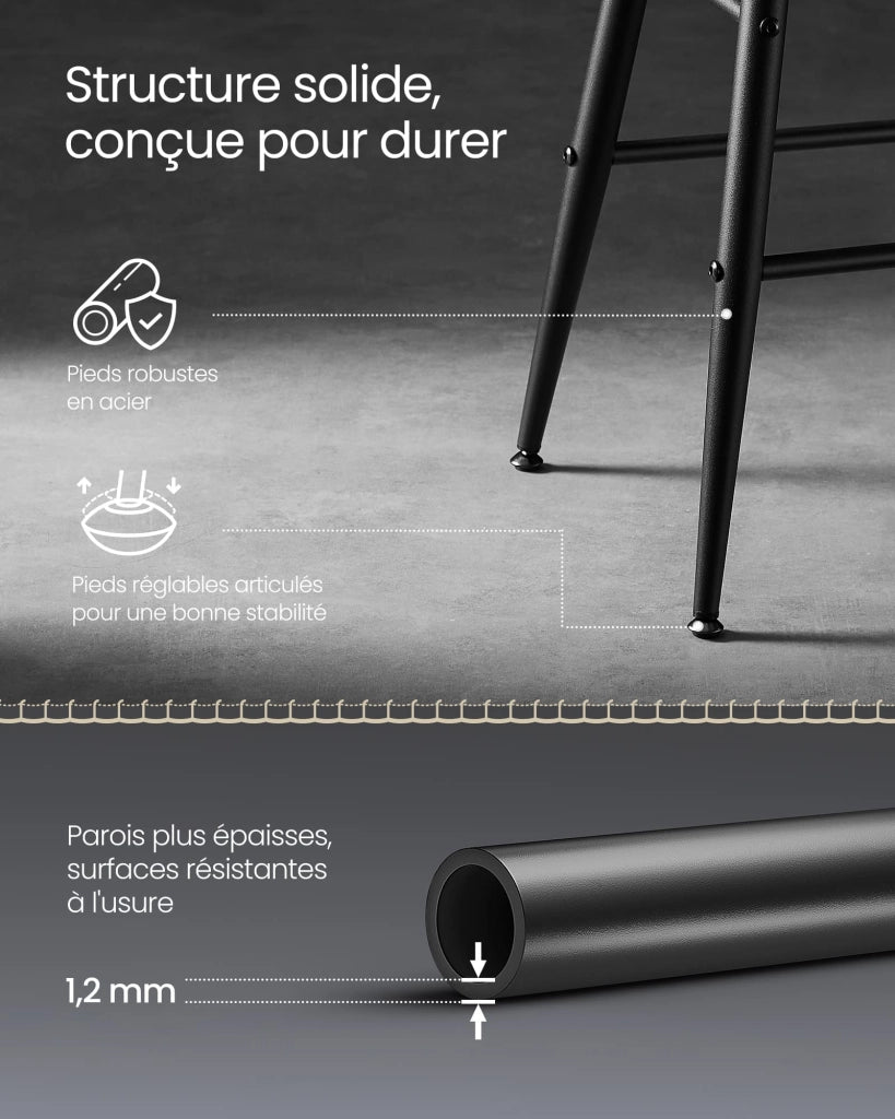 Set di 2 sgabelli da bar sedie da cucina con seduta alta in PU e cuciture altezza seduta 63 cm per cucina o bar di casa facile da montare nero 12_0005185