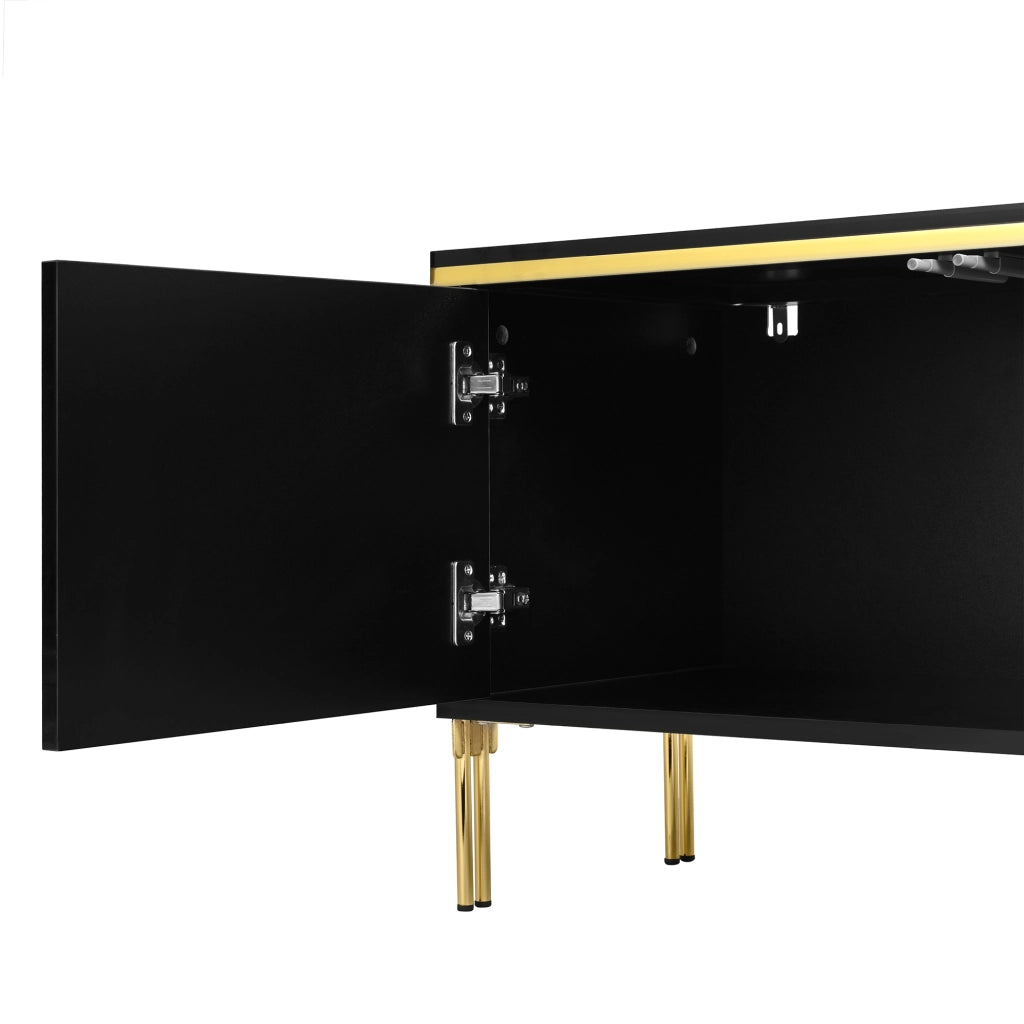 Mobile TV con 4 ante; passacavi preforati; finitura lucida e piedi in metallo; per soggiorno; 170 Ã— 38 Ã— 50 cm
