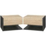 Tavolini da notte a muro ¨C zephmum ¨C Bicolore effetto quercia nero