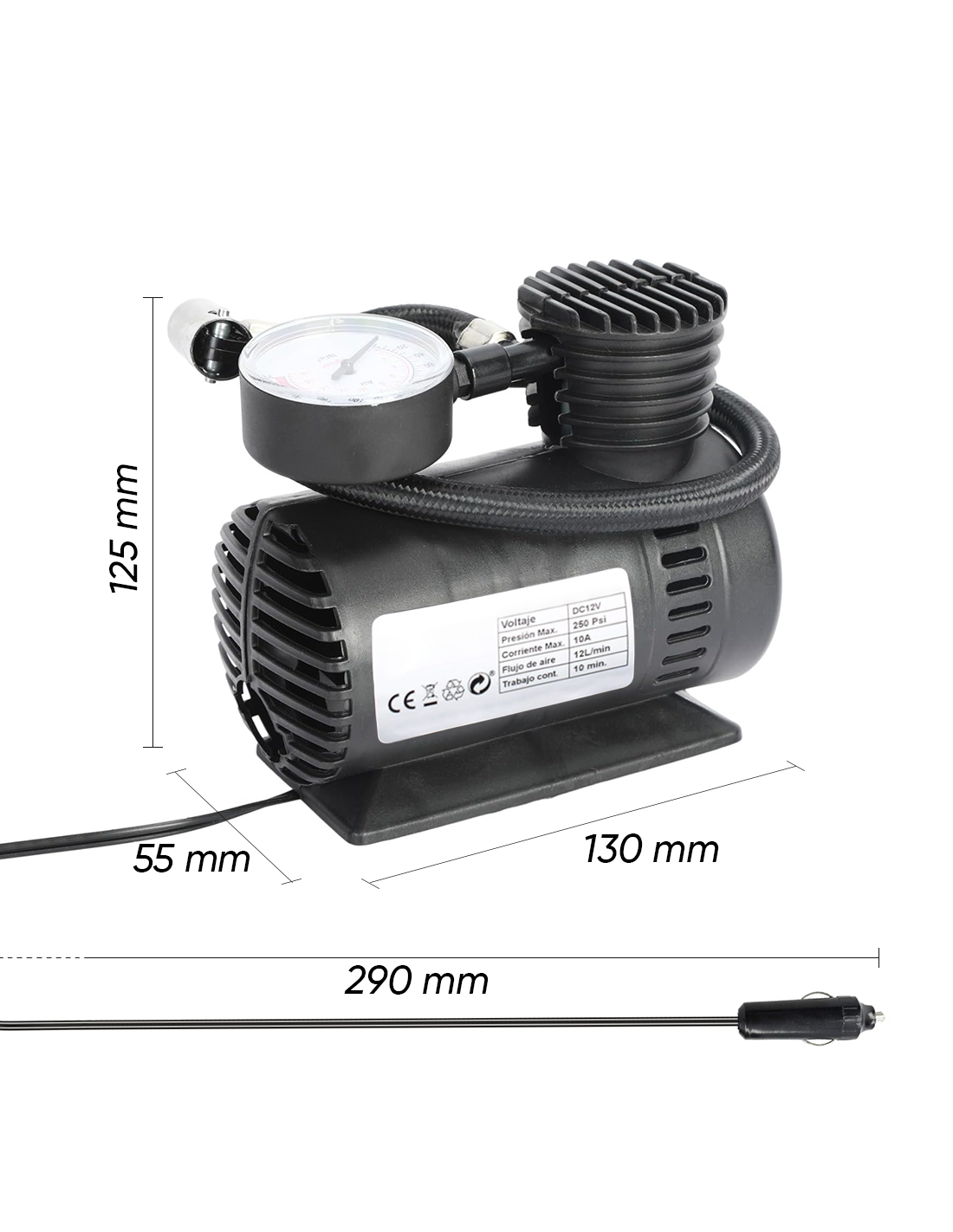Mini Compressore Portatile 12V 250 PSI per Auto Camper