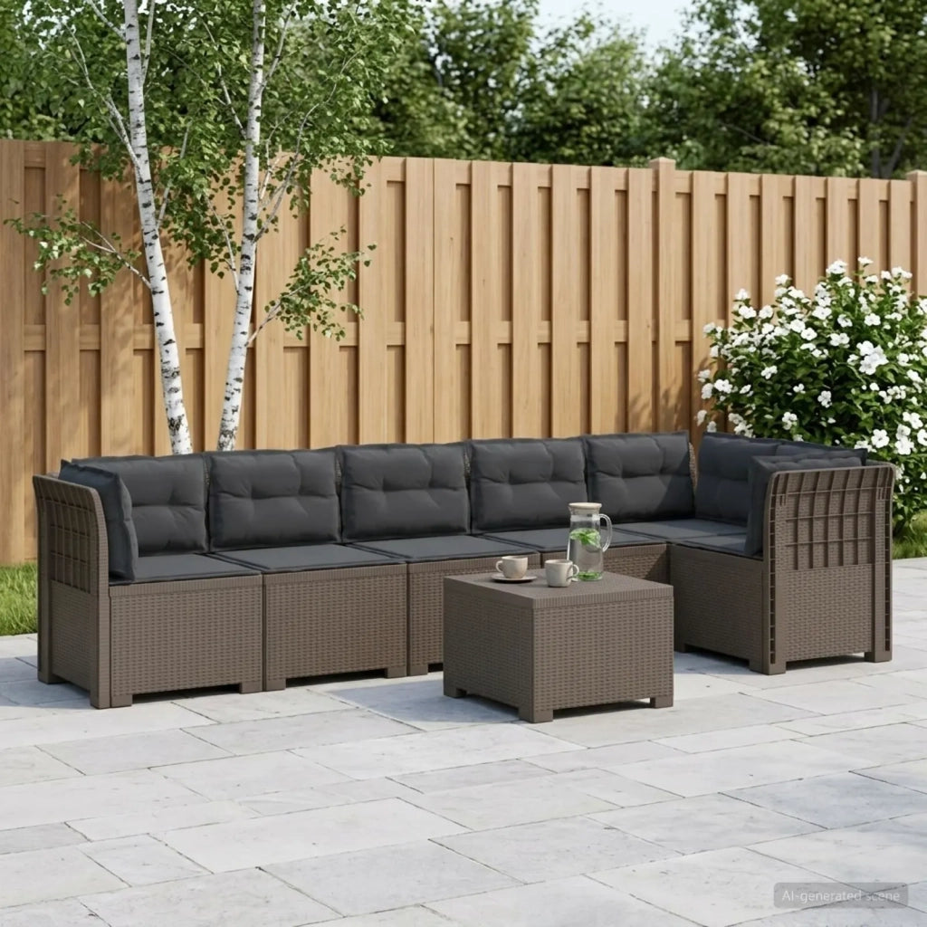 Divano da Giardino 6 Posti con Cuscini Aspetto Rattan PP 3444135