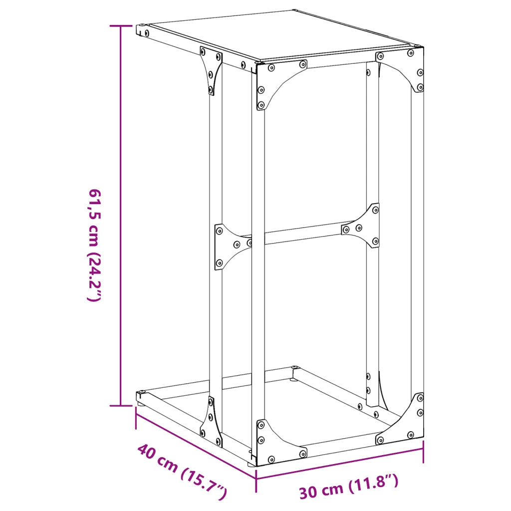 vidaXL Tavolino con Vetro Trasparente 40x30x61,5cm in Acciaio