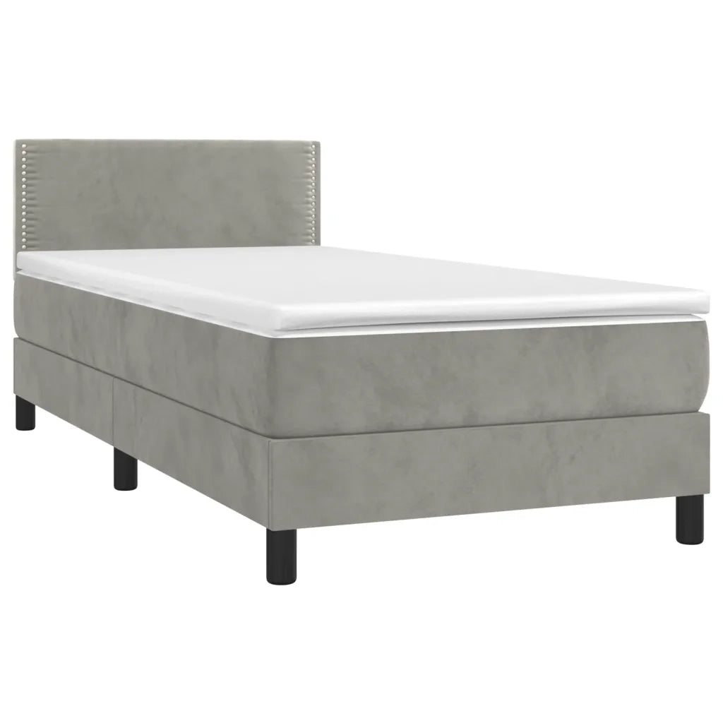 Giroletto a Molle con Materasso-Struttura Letto con Materasso Grigio Chiaro 100x200cm Velluto 247443