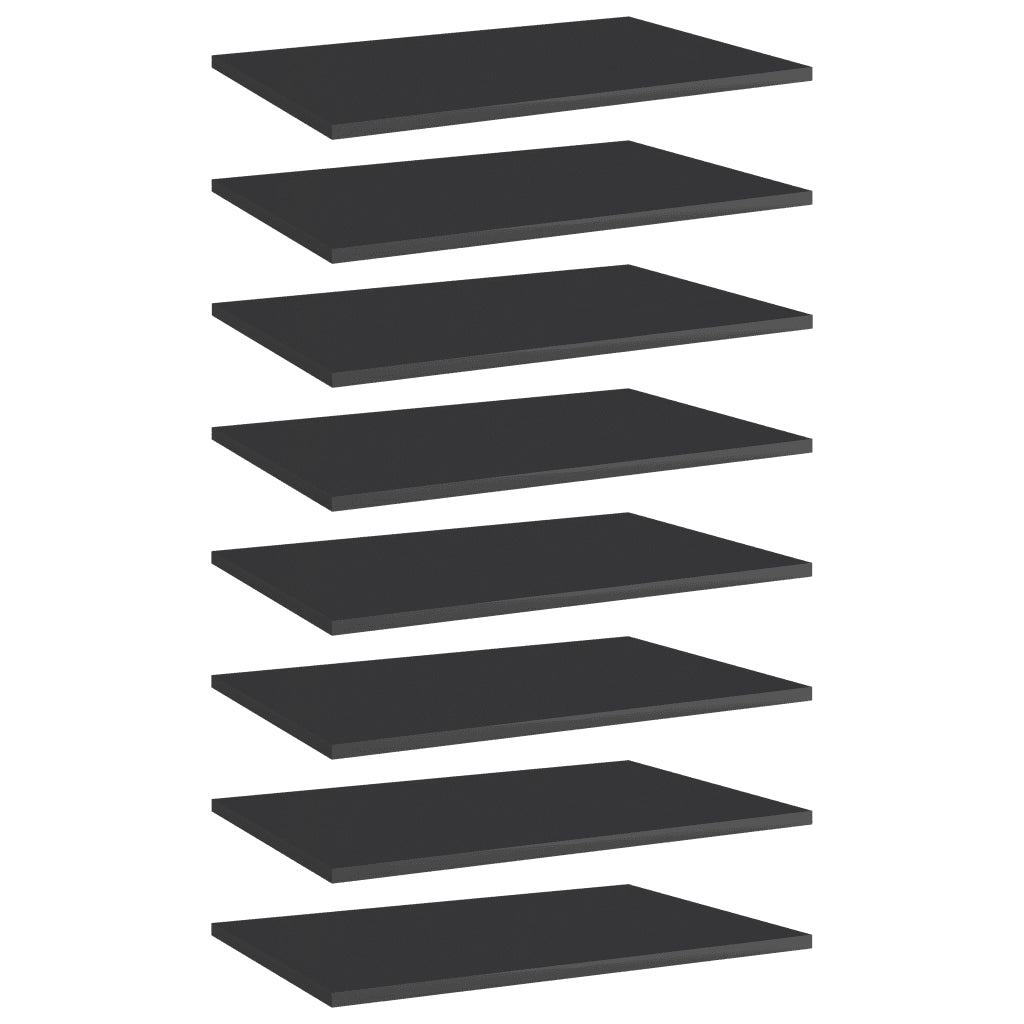Ripiani per Libreria 8 pz Nero Lucido 60x40x1,5 cm Truciolato