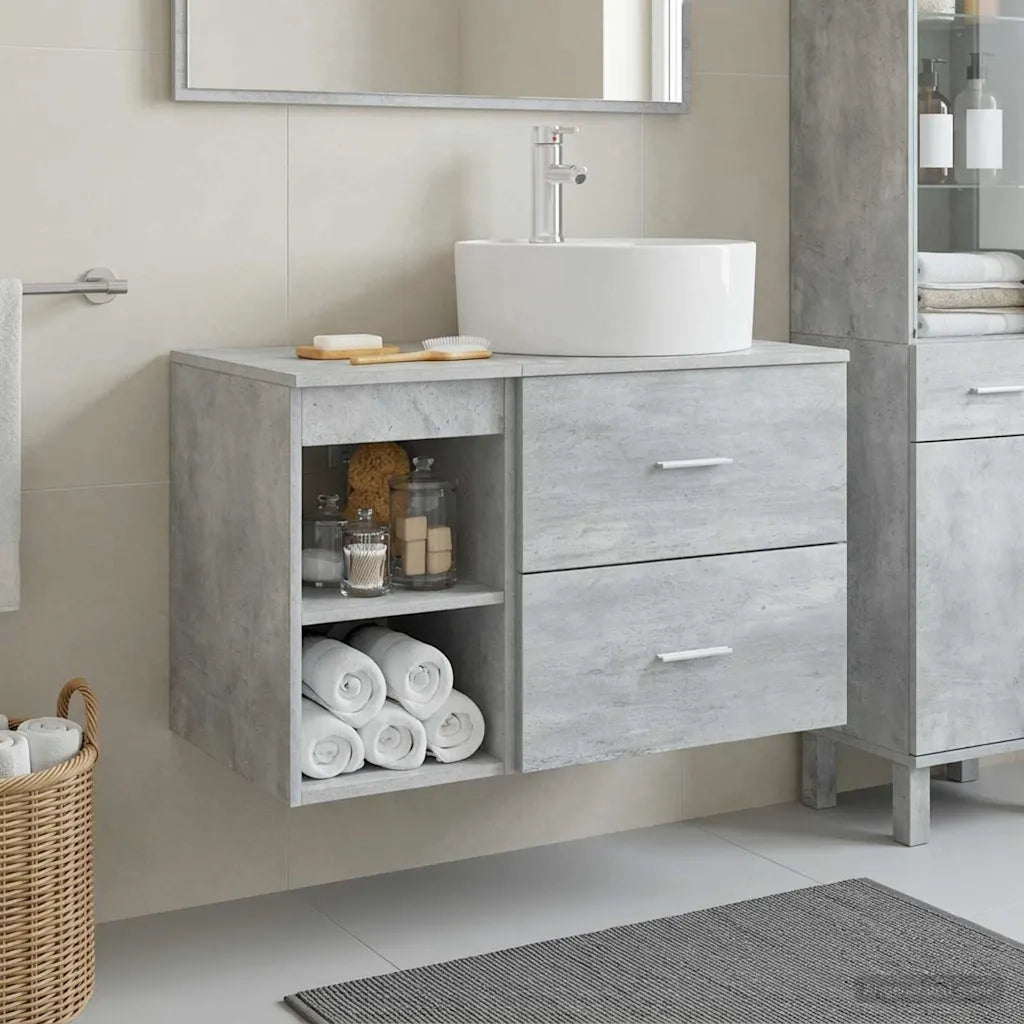 Set di mobili per il bagno 2 pcs Grigio Cemento 3403907