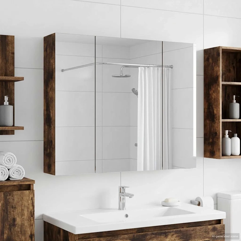 Mobiletto per specchio da bagno Rovere fumé 80 x 14.5 x 70 cm 889107