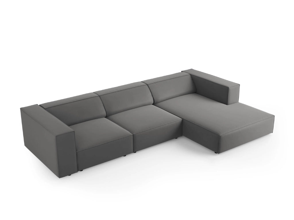 Cosmopolitan Design - Divano angolare destro "Arendal" 4 posti in velluto cemento 