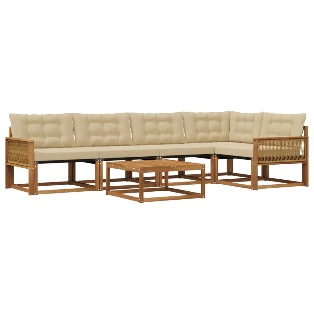Set di divani da esterno con cuscino 6 pcs Naturale e Beige 3381445