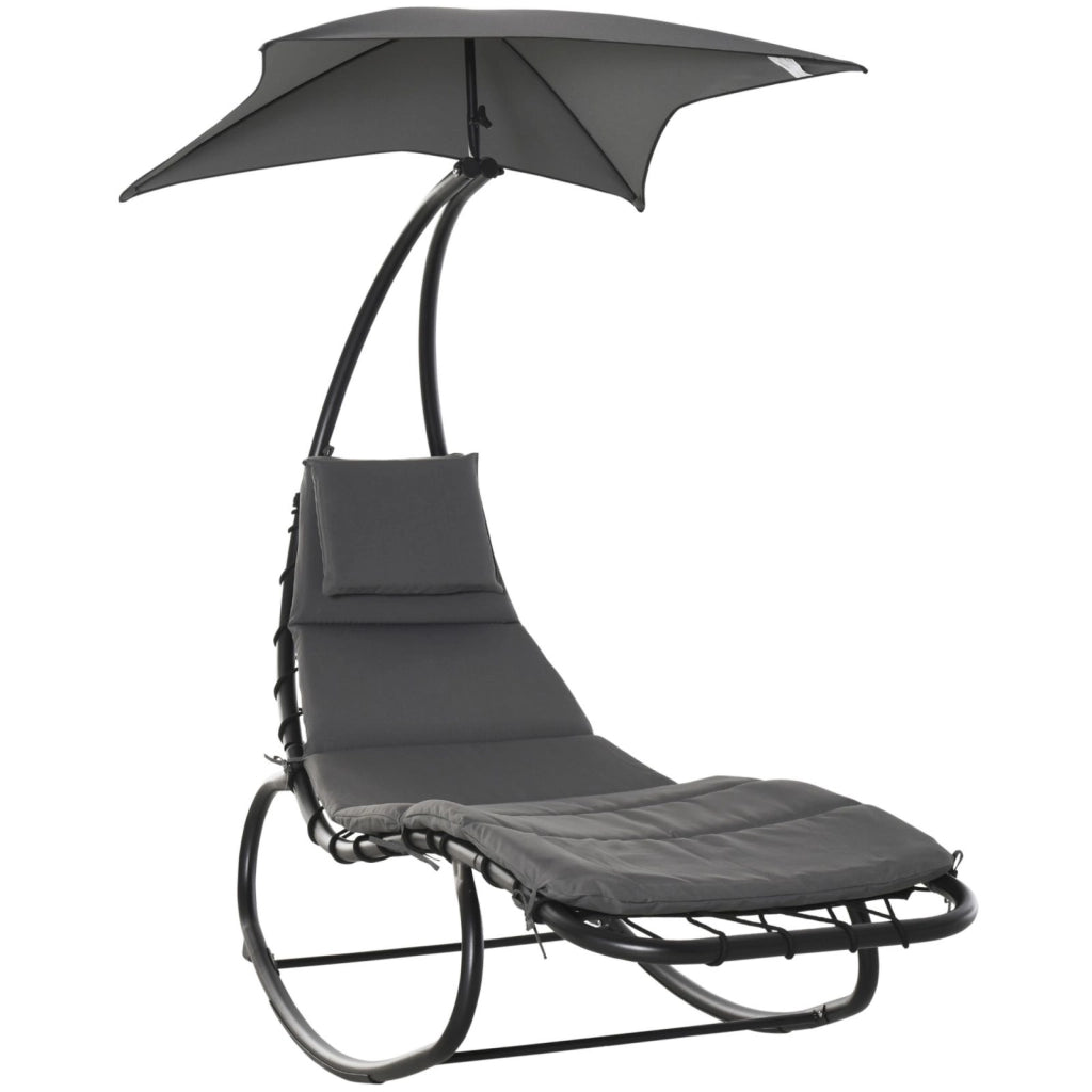 EasyComfort Lettino a Dondolo da Giardino Sdraio Prendisole per Esterno Grigia