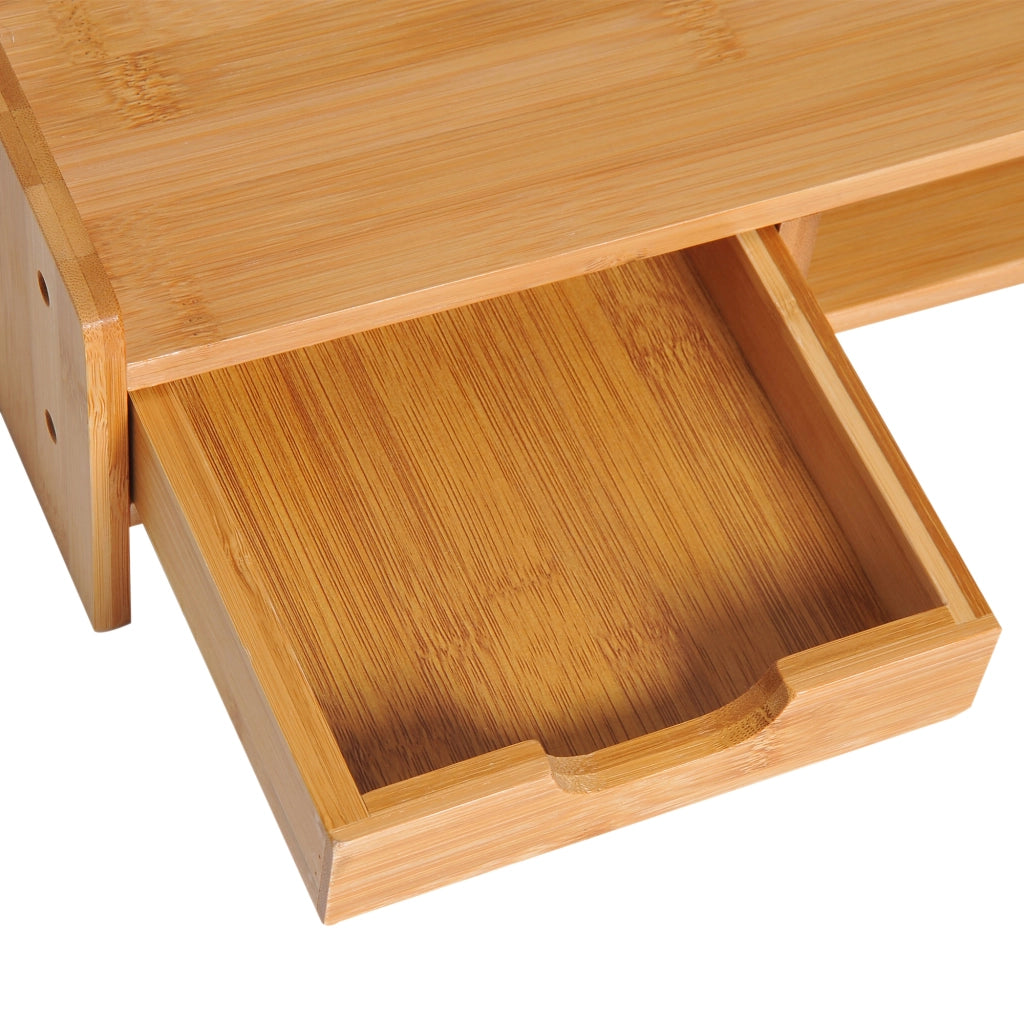 Supporto per monitor in bambù con 1 cassetto e vano aperto per ufficio, naturale, 49 × 25,5 × 11,5 cm