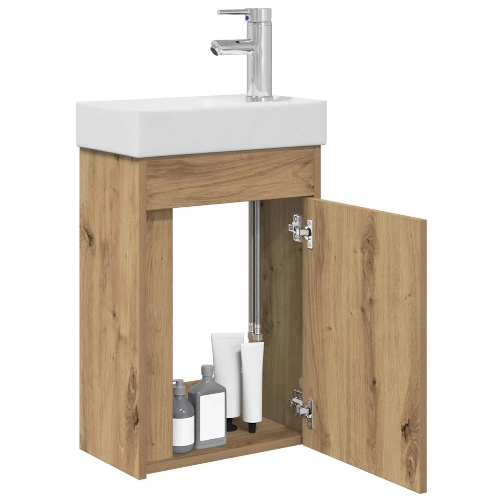 Mobile bagno con rubinetto Rovere Artigianale