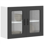 vidaXL Pensile da Cucina con Porta in Vetro Kalmar Nero Truciolato