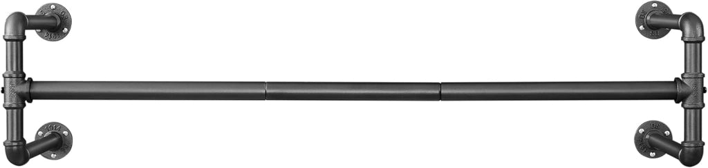 Attaccapanni da Muro, Barra Appendiabiti da Parete a Tubo, Stile Industriale, Salvaspazio, 30 x 112 x 29,3 cm, Portata di 60 kg, Montaggio Facile, per Spazio Stretto, Nero HSR64BK