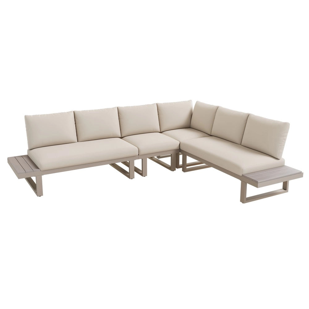 Set Divano da Giardino Angolare con Tavolini ¨C Xylo ¨C Beige, Acciaio Zincato