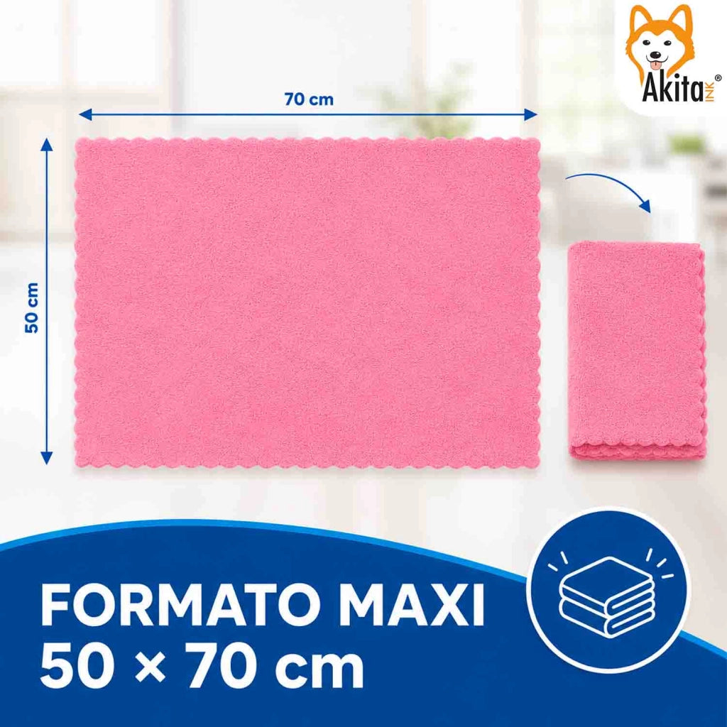 Akitaink 3 Panni Pavimenti Microfibra Morbido Incanto 50x70 cm