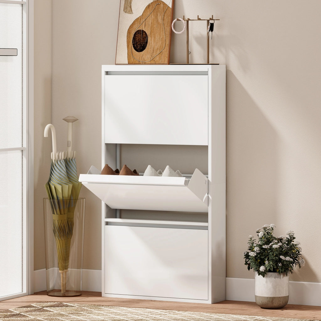 Scarpiera Metallica a Parete con 3 Ante ¨C Zephmum ¨C Bianco 60x20x70 cm