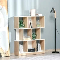 Mobile Libreria a 8 Ripiani per Soggiorno e Camera da Letto, in Legno, 100x27x124 cm, Rovere e Bianco
