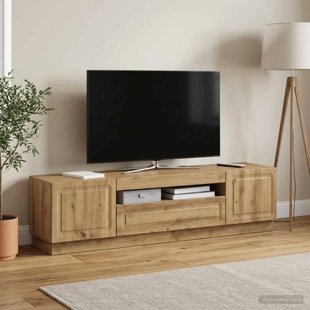 Mobile TV LED Rovere Artigianale Legno ingegnerizzato 897794