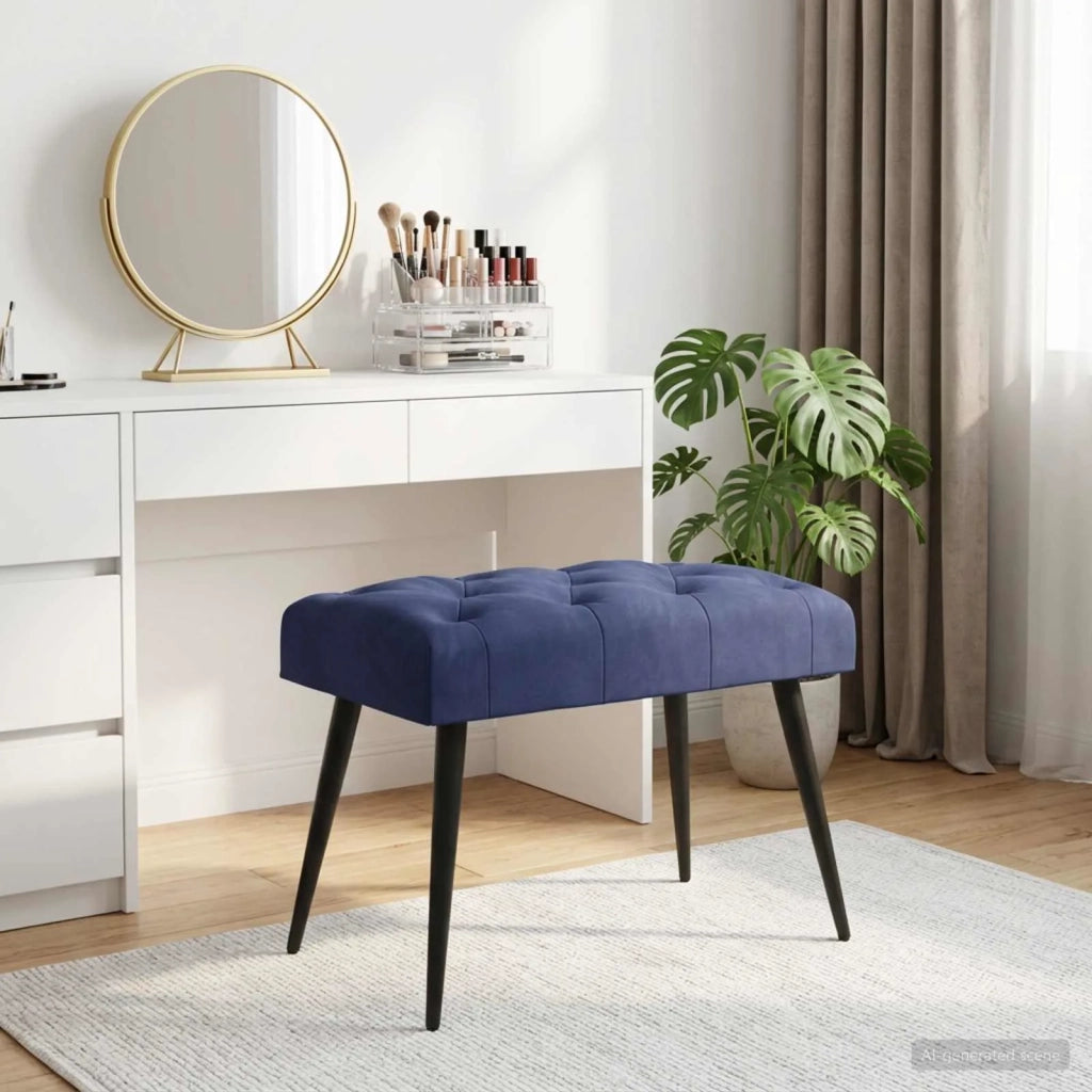 Panchina con bottoni imbottiti Blu Polizia 60 x 40 x 45 cm 42038555
