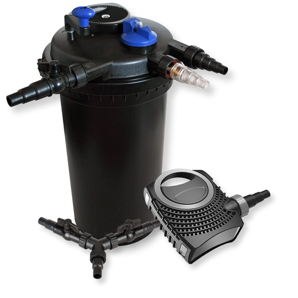 Set Filtro a pressione per laghetto 30000l Chiarificatore UVC 18W Pompa NEO8000 70W