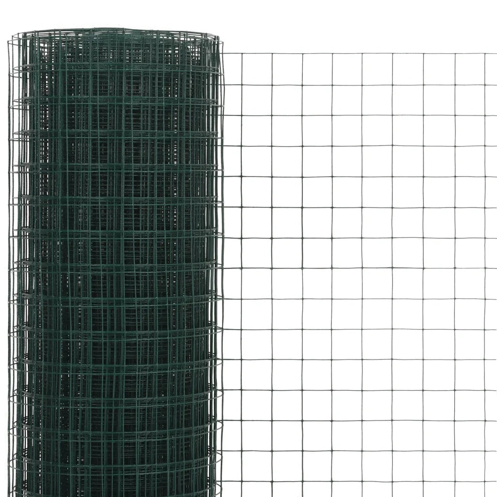Recinzione da Giardino | Recinzione in Rete per Pollaio in Acciaio e PVC 10x0,5 m Verde