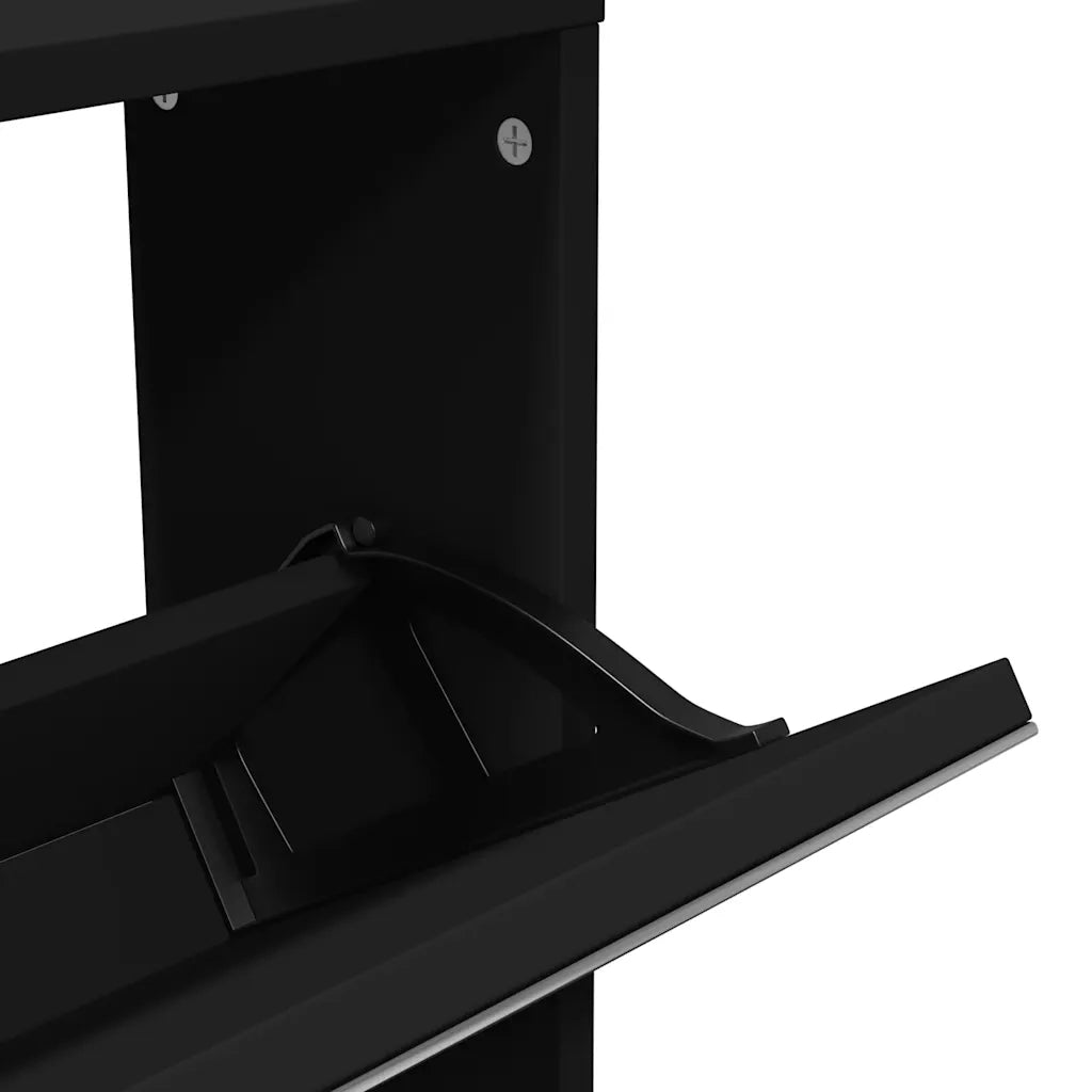 Scarpiera con Specchio a 5 Livelli Nera 63x17x169,5 cm 3228280