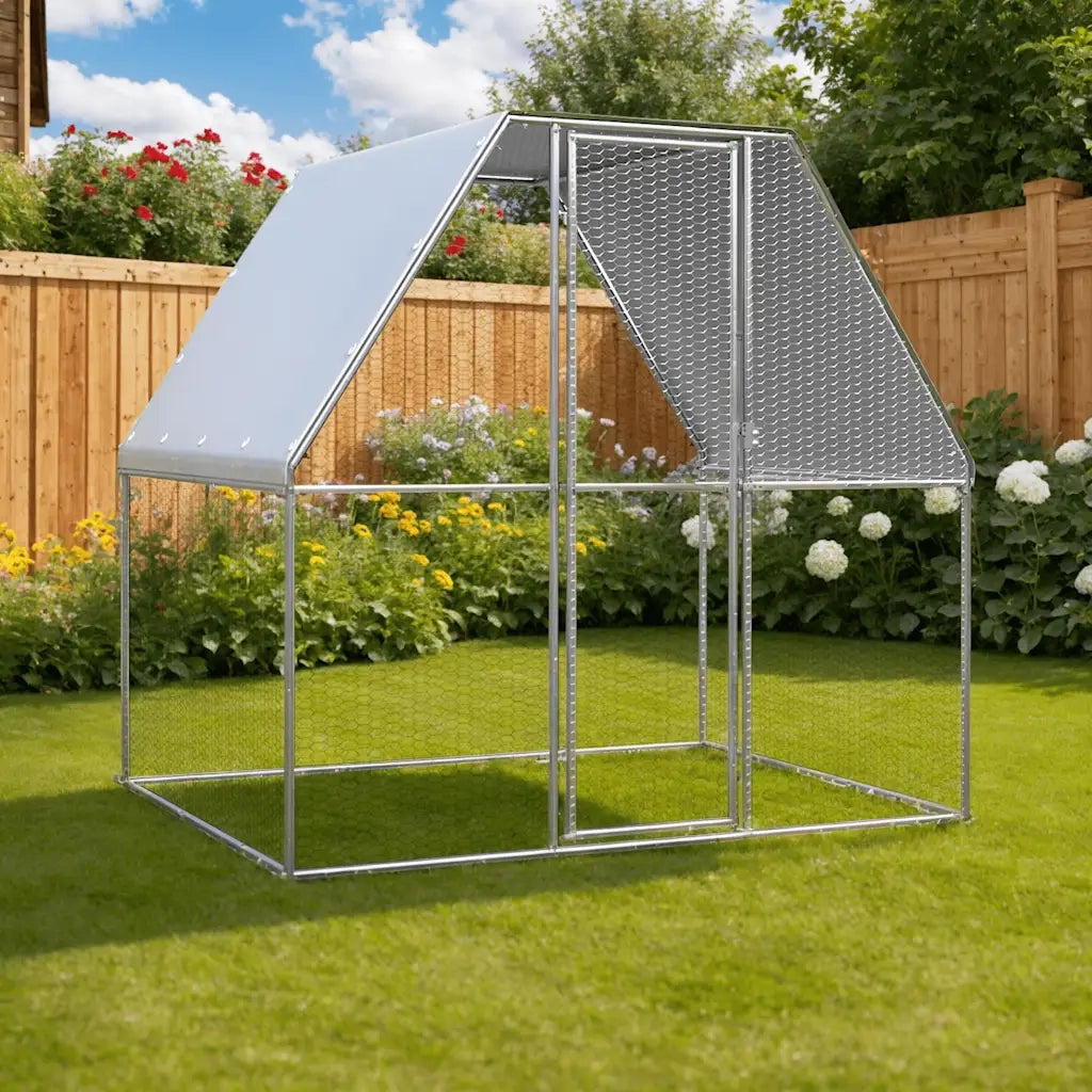 Gabbia per Polli Argento e Grigio 2x2x2 m in Acciaio Zincato CFW5655298
