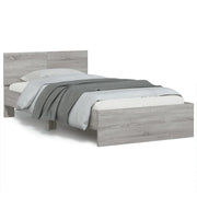 Giroletto Testiera-Struttura letto con testiera Grigio Sonoma 100x200 cm Legno Multistrato