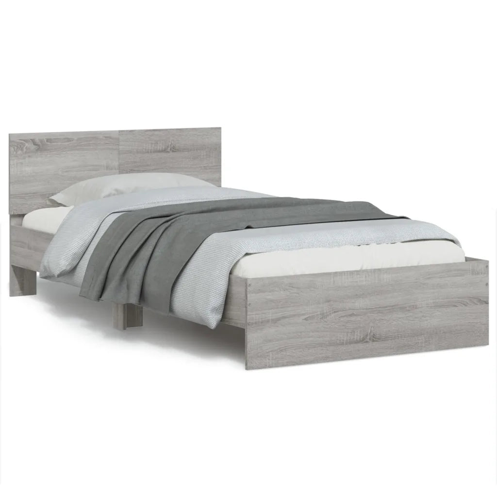 Giroletto Testiera-Struttura letto con testiera Grigio Sonoma 100x200 cm Legno Multistrato