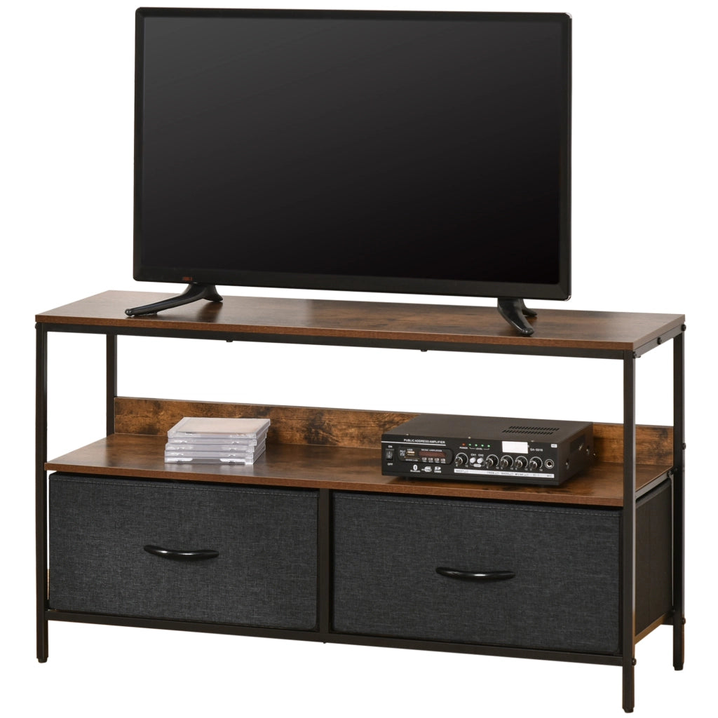 Mobile TV Bas Industriel con Cassetti ¨C Zephmum ¨C Tessuto Grigio MDF Rovere e Metallo Nero 120x30x40 cm