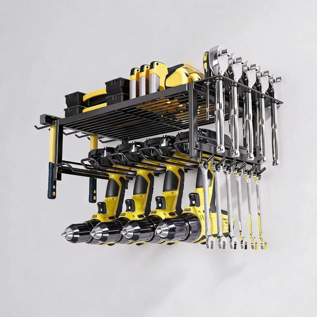 Supporto a parete per utensili elettrici – Scaffale metallico a 2 livelli