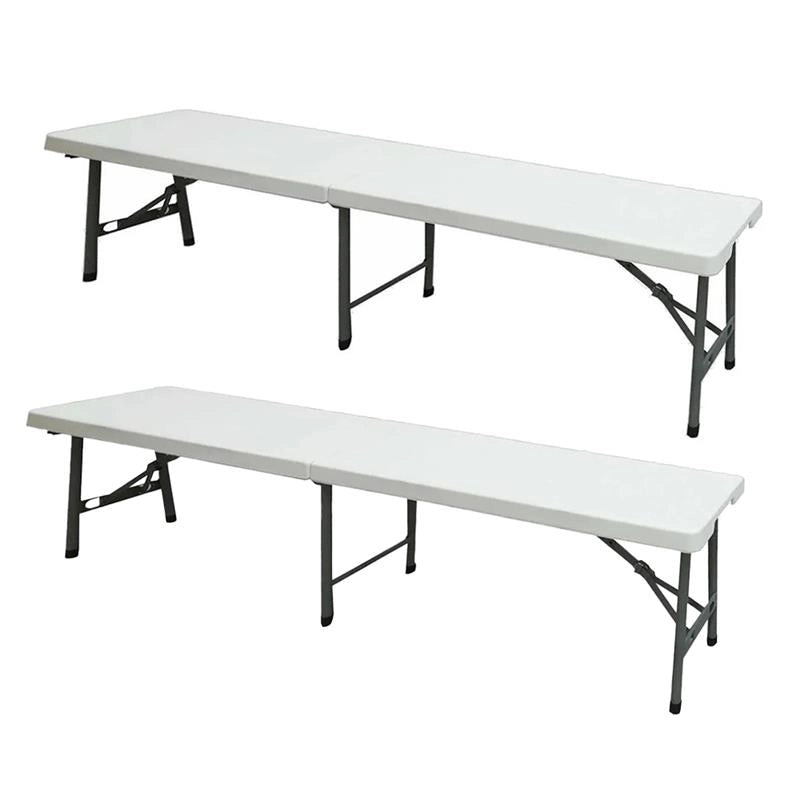 MAURY'S SET 2 PANCHE PIEGHEVOLI PER CAMPING 180X28X44 CM IN COLORE BIANCO SI RICHIUDE A VALIGETTA PER IL TRASPORTO
