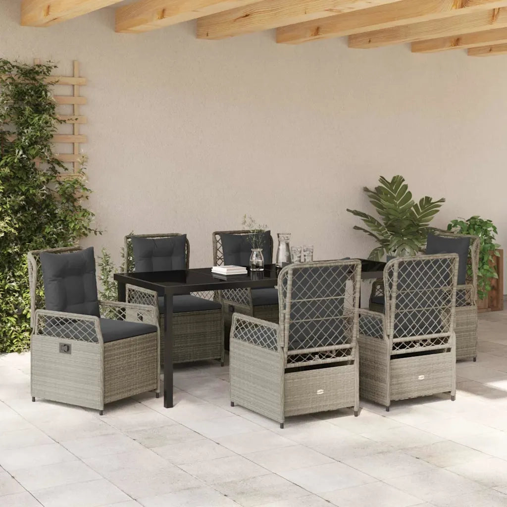 Set da Pranzo per Giardino 7 pcs Grigio chiaro polyrattan 3381021