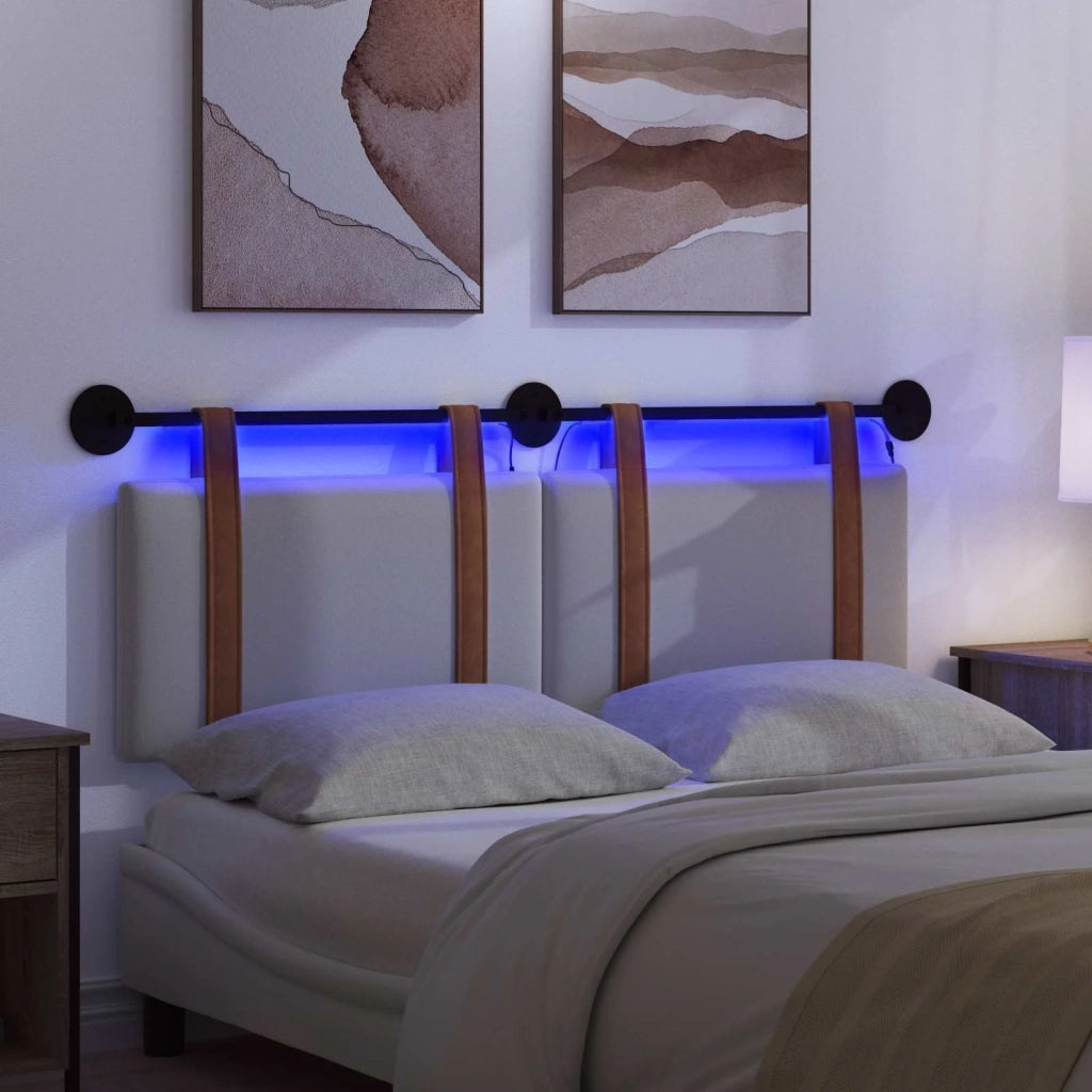 Testiera sospesa Con luce LED Bianco PU Antico