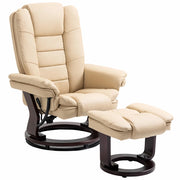 Set Poltrona Relax e Pouf Poggiapiedi, Girevole a 360¡ã e Reclinabile, Similpelle PU