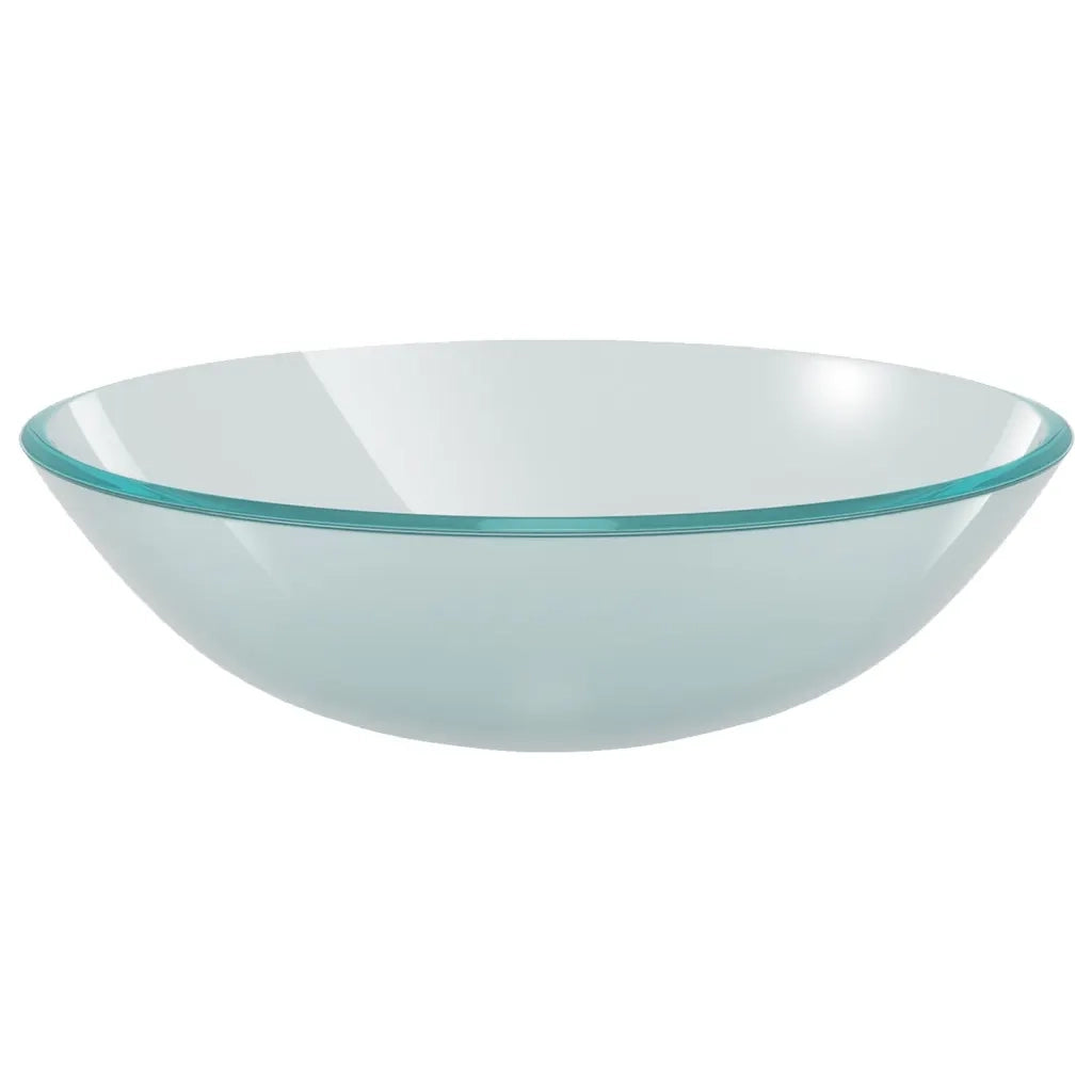 Lavandino con Rubinetto e Piletta in Vetro Temperato Satinato cod mxl 38924
