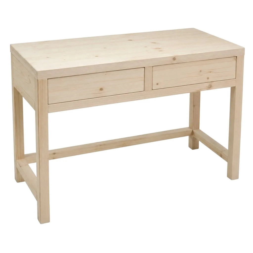 Scrivania 2 cassetti in legno massello abete grezzo l.110 p.55 h.80 (3319) - Mobili 2G
