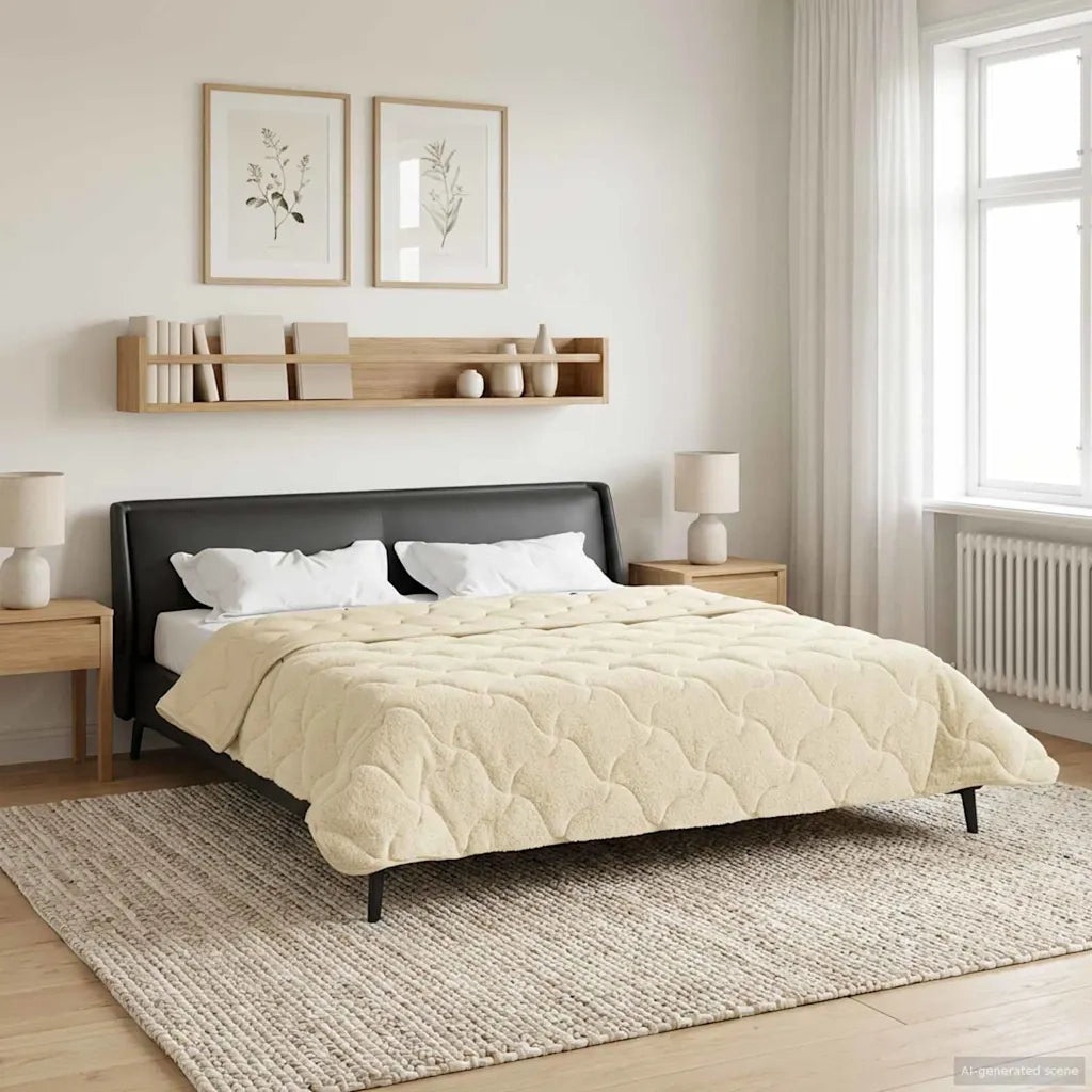 Duvet Estivo Crema 200 x 220 cm Microfibra e Fleece Teddy 42026225