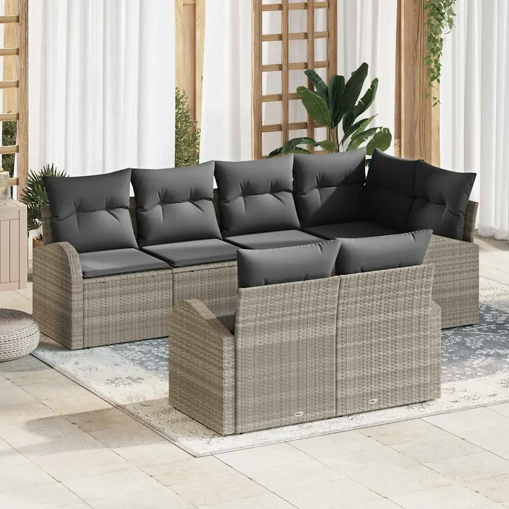 Set Divano da Giardino Grigio chiaro polyrattan 3346082