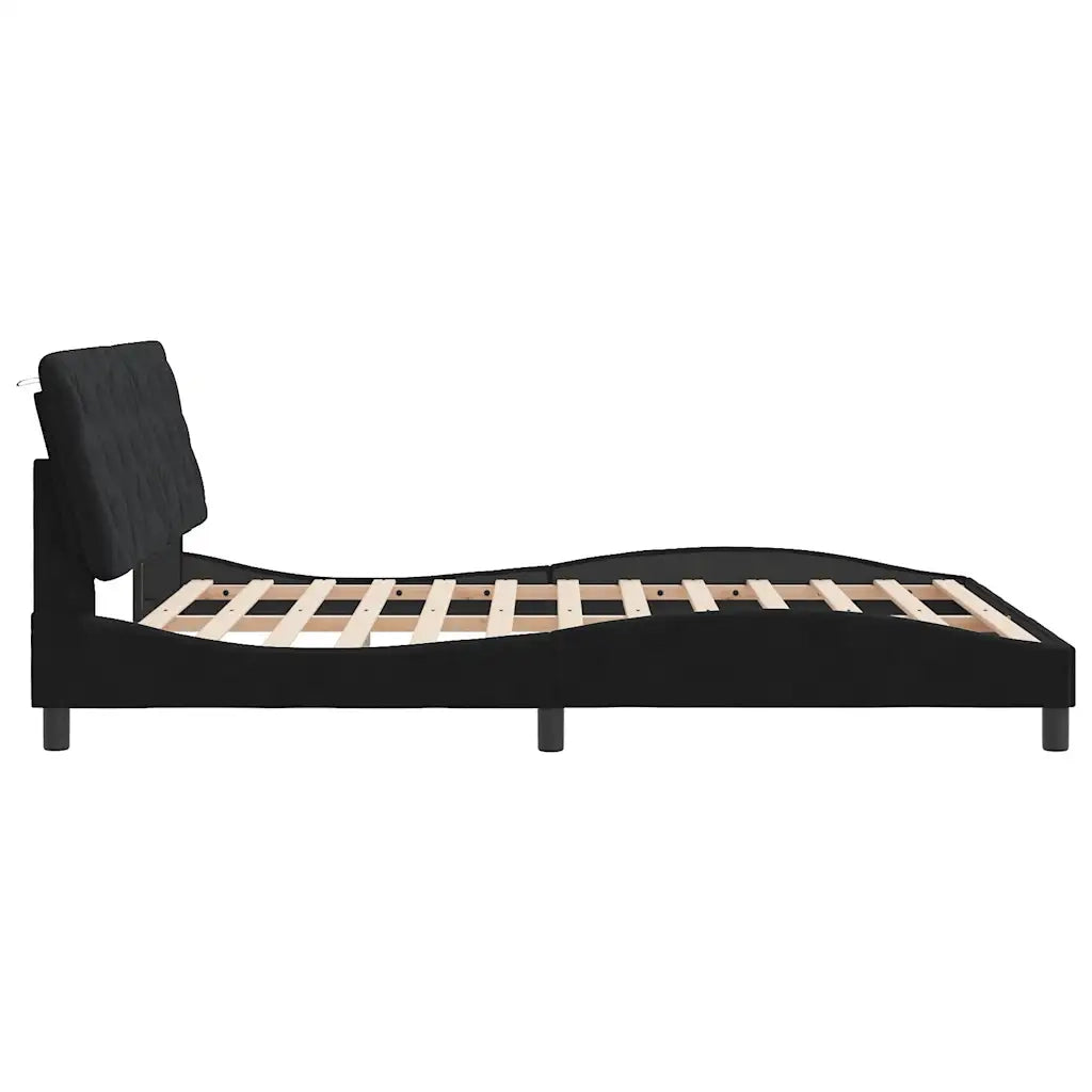 Giroletto senza Materasso-Struttura Letto Nero 160x200 cm in Velluto 615489